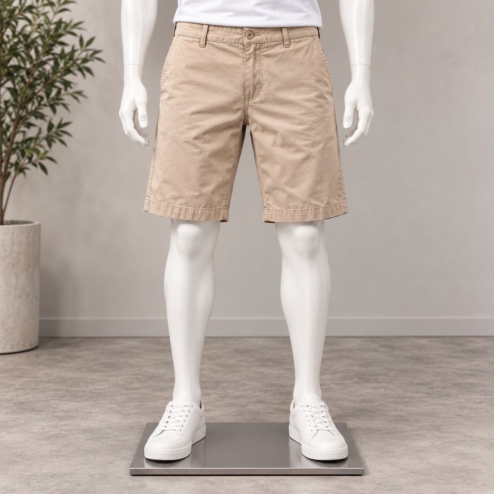 Nautica Chino Shorts Mens 38 Khaki Tan Flat Front Twill Casual Summer 3043